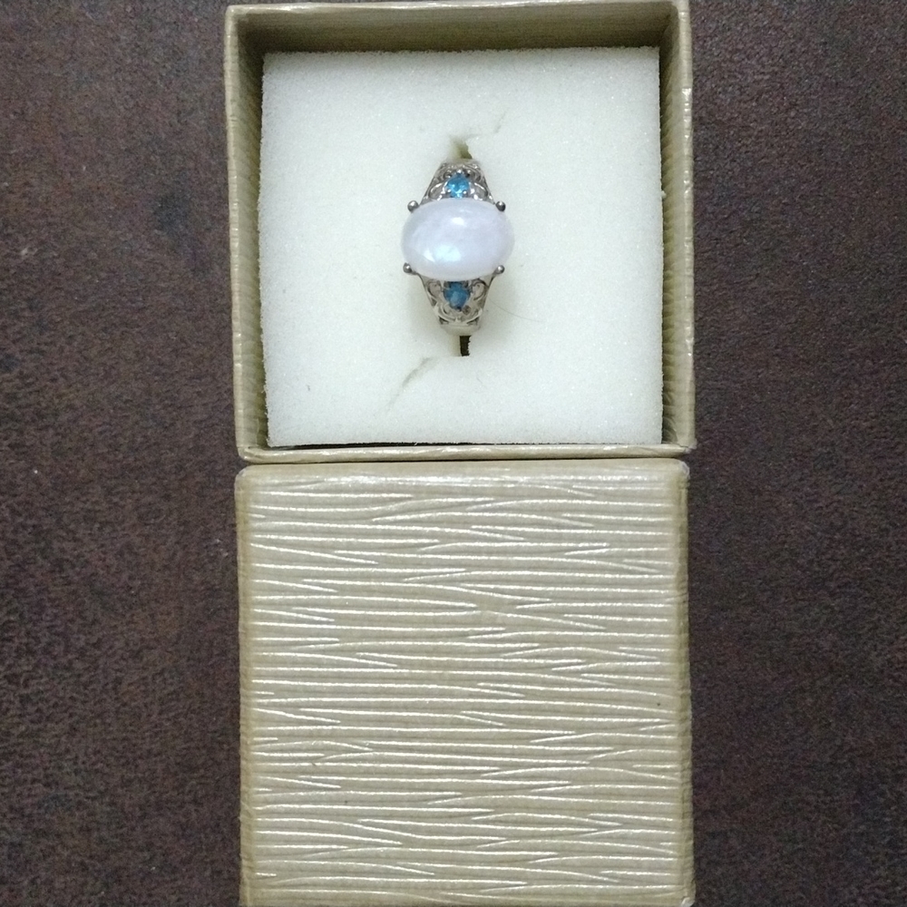 Rainbow Moonstone size 9 ring